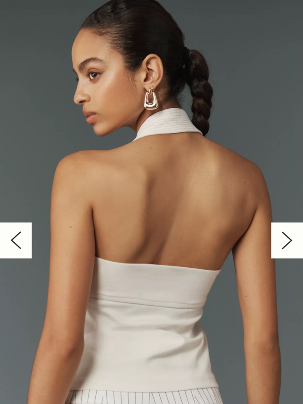 Anthropologie Cream Strapless Halter Ribbed-Back Dress - Picture 2 of 10